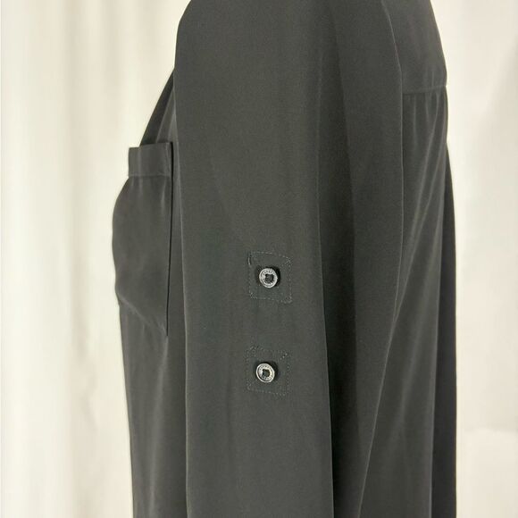 Express Basic Black Button Down Blouse - Picture 5 of 8